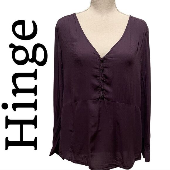 HINGE plum color, lightweight high-low tunic, Size 1 - Picture 1 of 7
